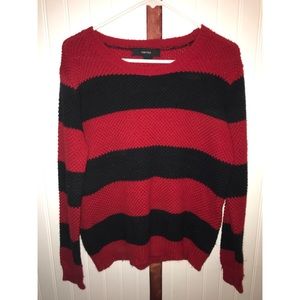 Forever 21 Black & Red Striped Knit Sweater